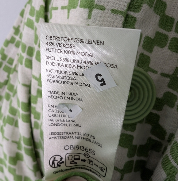 NWOT Anthropologie Renee Flutter Sleeve Linen Green Button Up Midi Shirt Dress - Picture 9 of 9